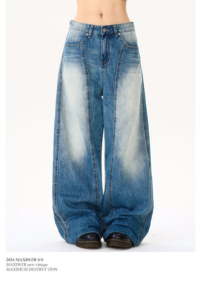 Faded Effect Seam Detail Jeans Korean Street Fashion Jeans By MaxDstr Shop Online at OH Vault