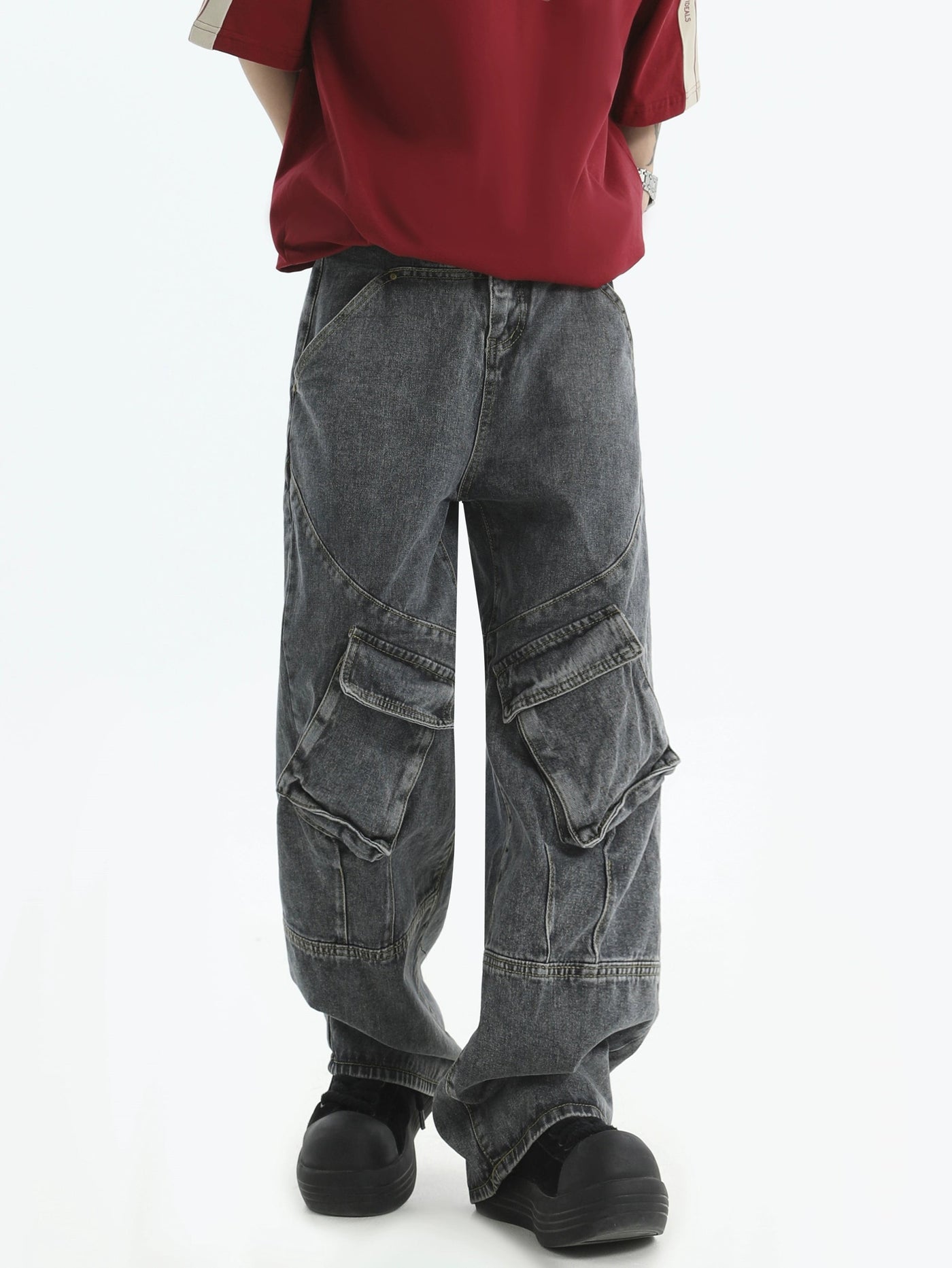 Tilted Pocket Cargo Jeans Korean Street Fashion Jeans By INS Korea Shop Online at OH Vault