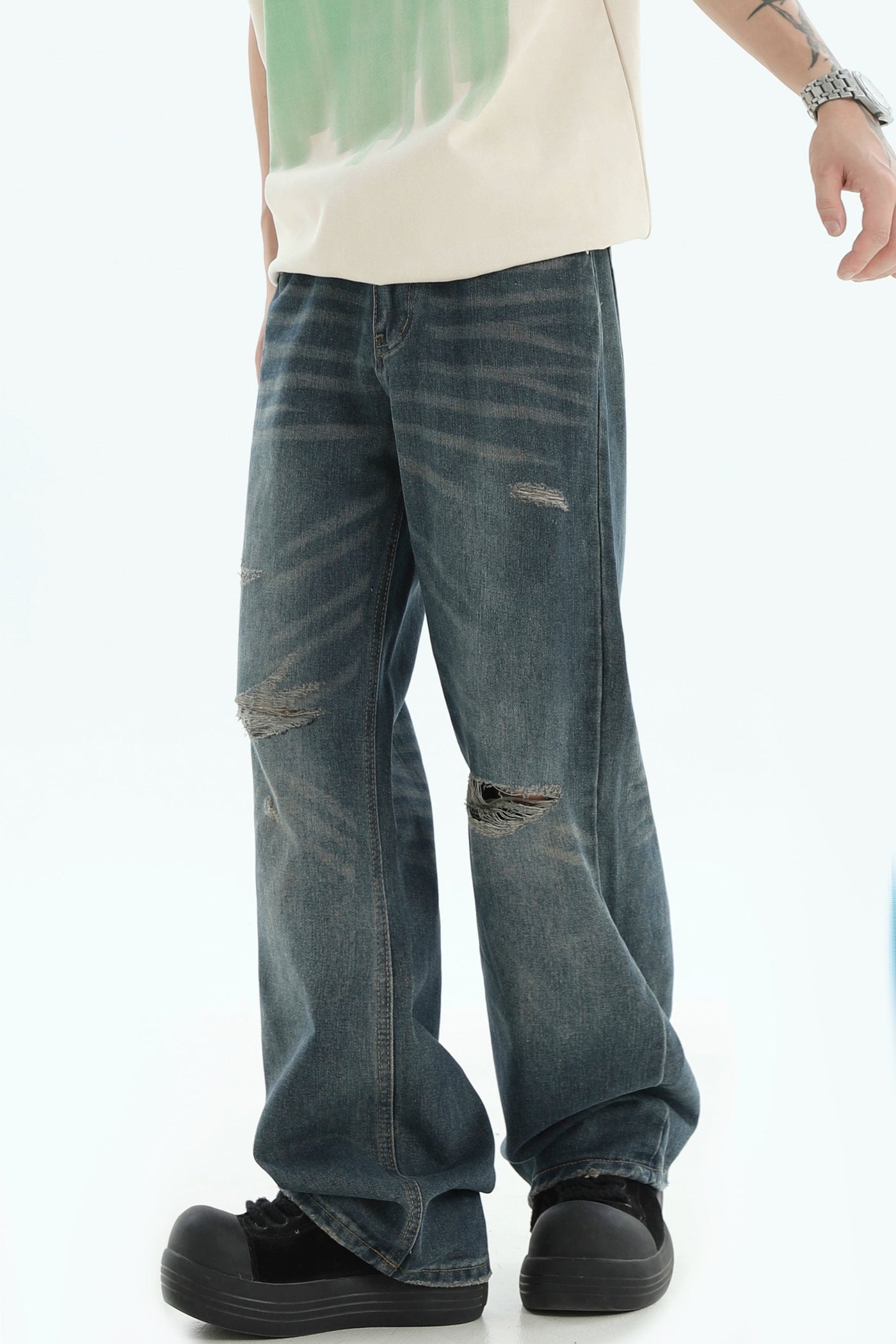 Slight Rip Details Jeans Korean Street Fashion Jeans By INS Korea Shop Online at OH Vault