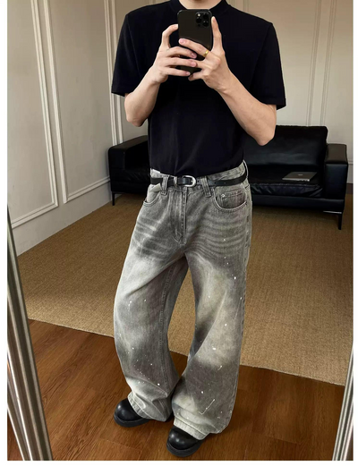 Distressed Ink-Splash Jeans Korean Street Fashion Jeans By MaxDstr Shop Online at OH Vault