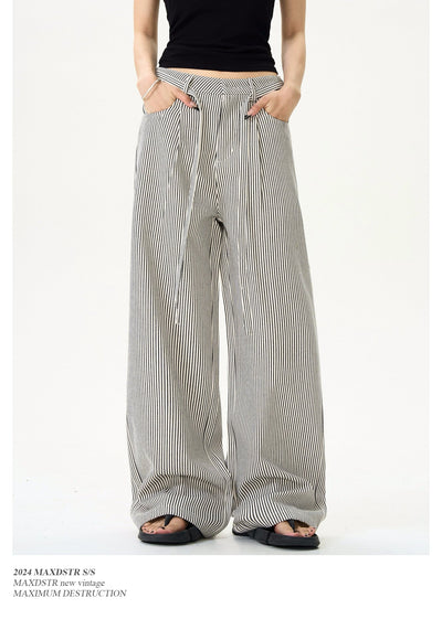 Vertical Striped Belt Strap Pants Korean Street Fashion Pants By MaxDstr Shop Online at OH Vault