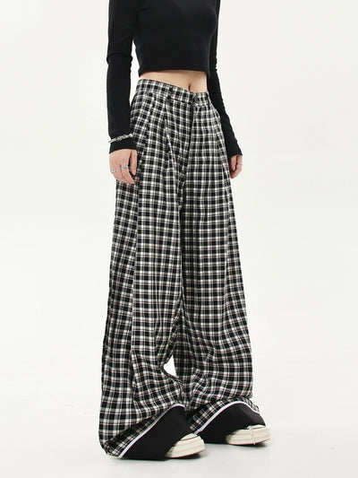 B&W Checked Loose Fit Pants Korean Street Fashion Pants By Blacklists Shop Online at OH Vault