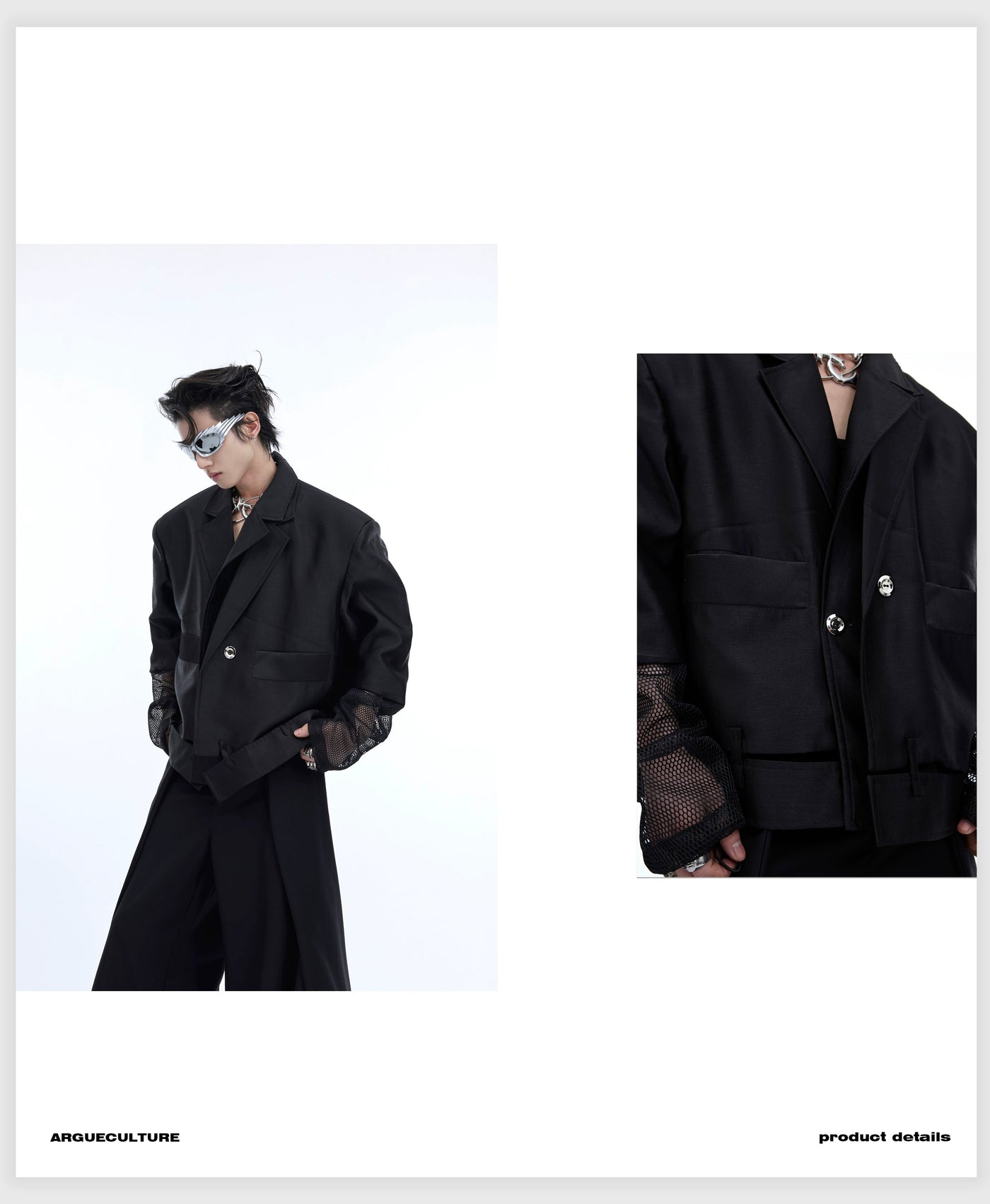 Mesh Sleeve Boxy Blazer Korean Street Fashion Blazer By Argue Culture Shop Online at OH Vault