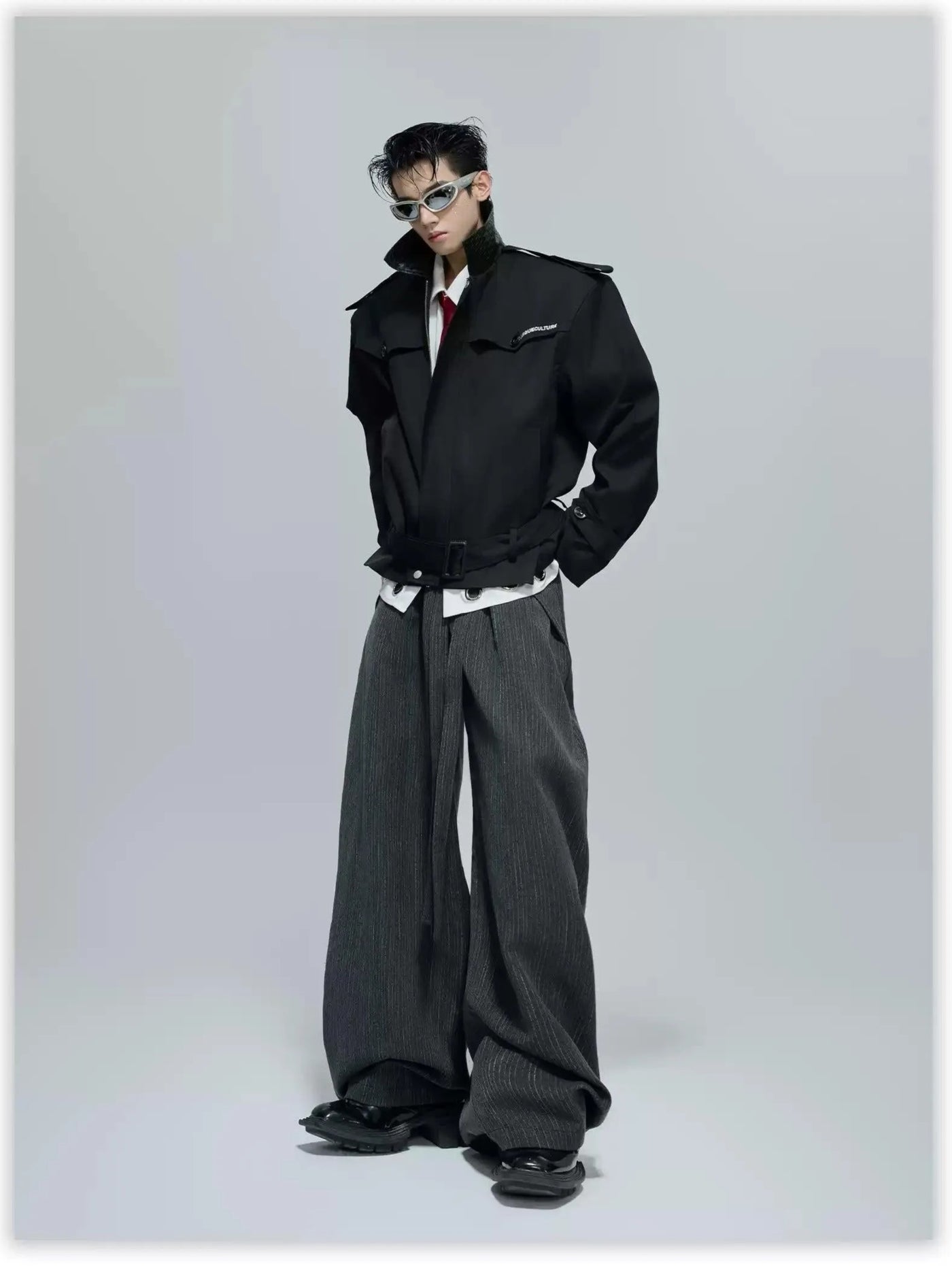 Structured Mid Strap Striped Pants Korean Street Fashion Pants By Argue Culture Shop Online at OH Vault