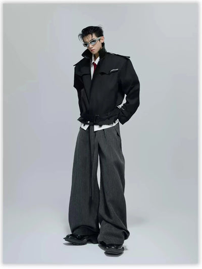 Structured Mid Strap Striped Pants Korean Street Fashion Pants By Argue Culture Shop Online at OH Vault