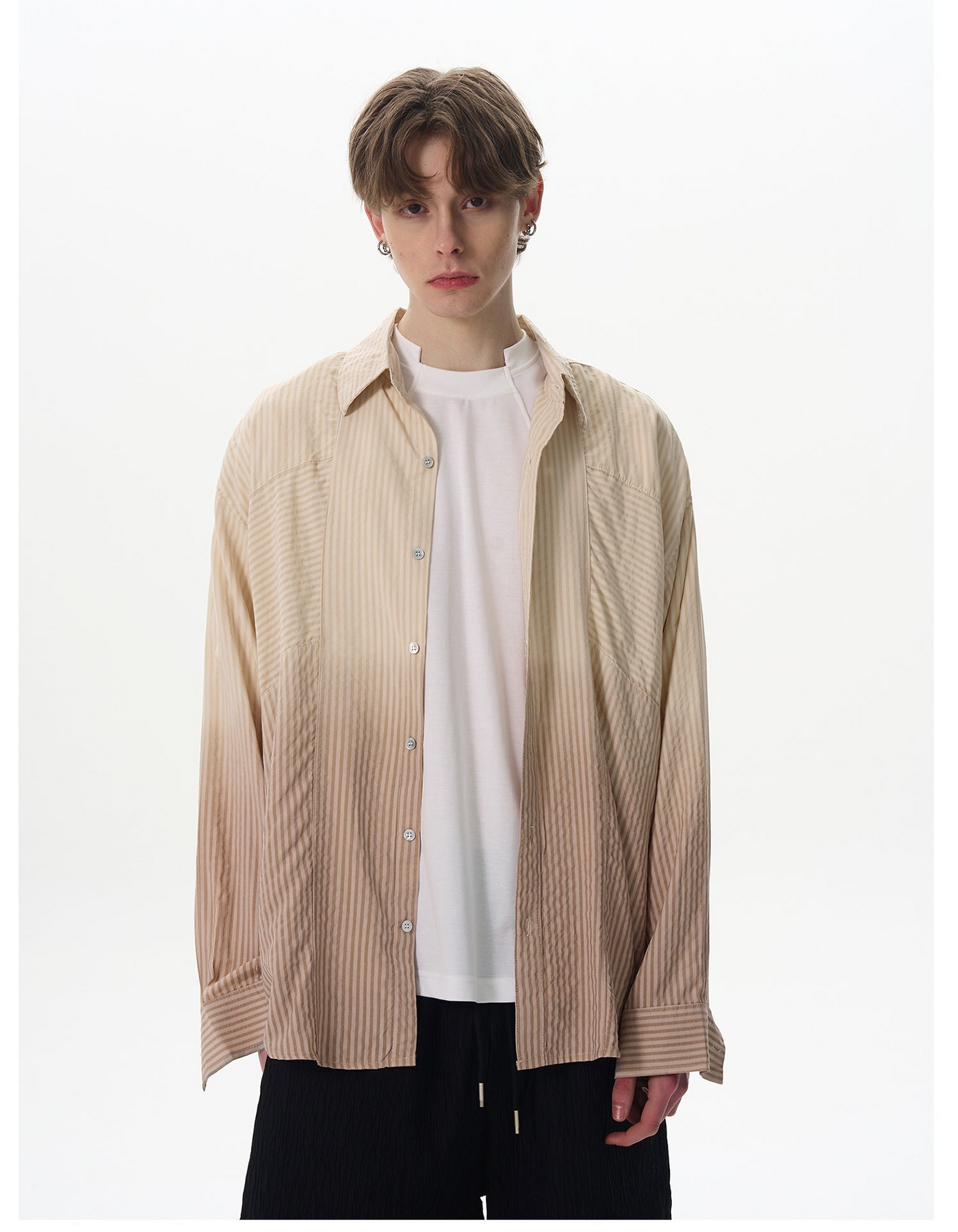 Gradient Contrast Striped Shirt Korean Street Fashion Shirt By MaxDstr Shop Online at OH Vault