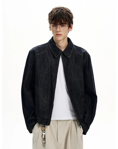 Structured Top-Stitching Denim Jacket Korean Street Fashion Jacket By MaxDstr Shop Online at OH Vault