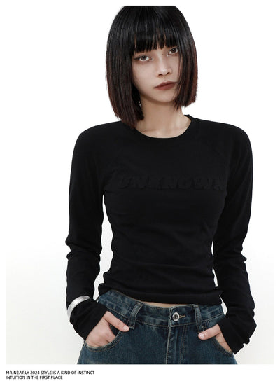 Embroidered Long Sleeve T-Shirt Korean Street Fashion T-Shirt By Mr Nearly Shop Online at OH Vault