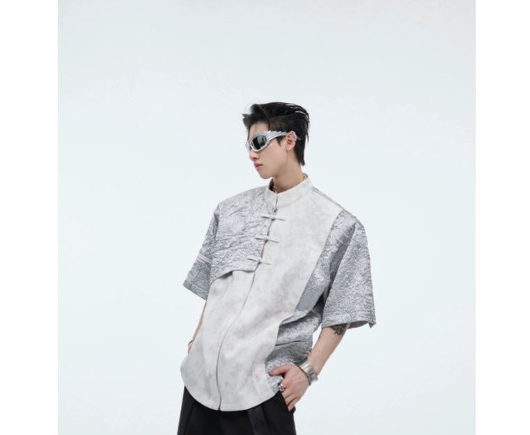 Textured Splices Multi-Zip Shirt Korean Street Fashion Shirt By Argue Culture Shop Online at OH Vault