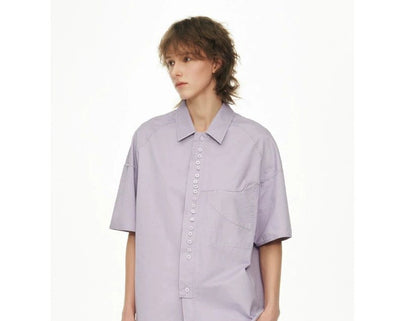 Consecutive Buttons Neat Shirt Korean Street Fashion Shirt By 11St Crops Shop Online at OH Vault