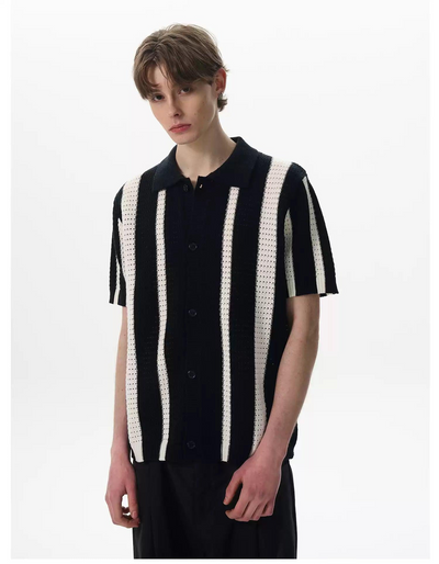 Cut-Out Striped Knit Shirt Korean Street Fashion Shirt By MaxDstr Shop Online at OH Vault