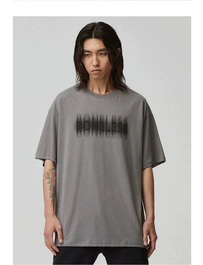 Blurred Foam Logo Print T-Shirt Korean Street Fashion T-Shirt By Boneless Shop Online at OH Vault