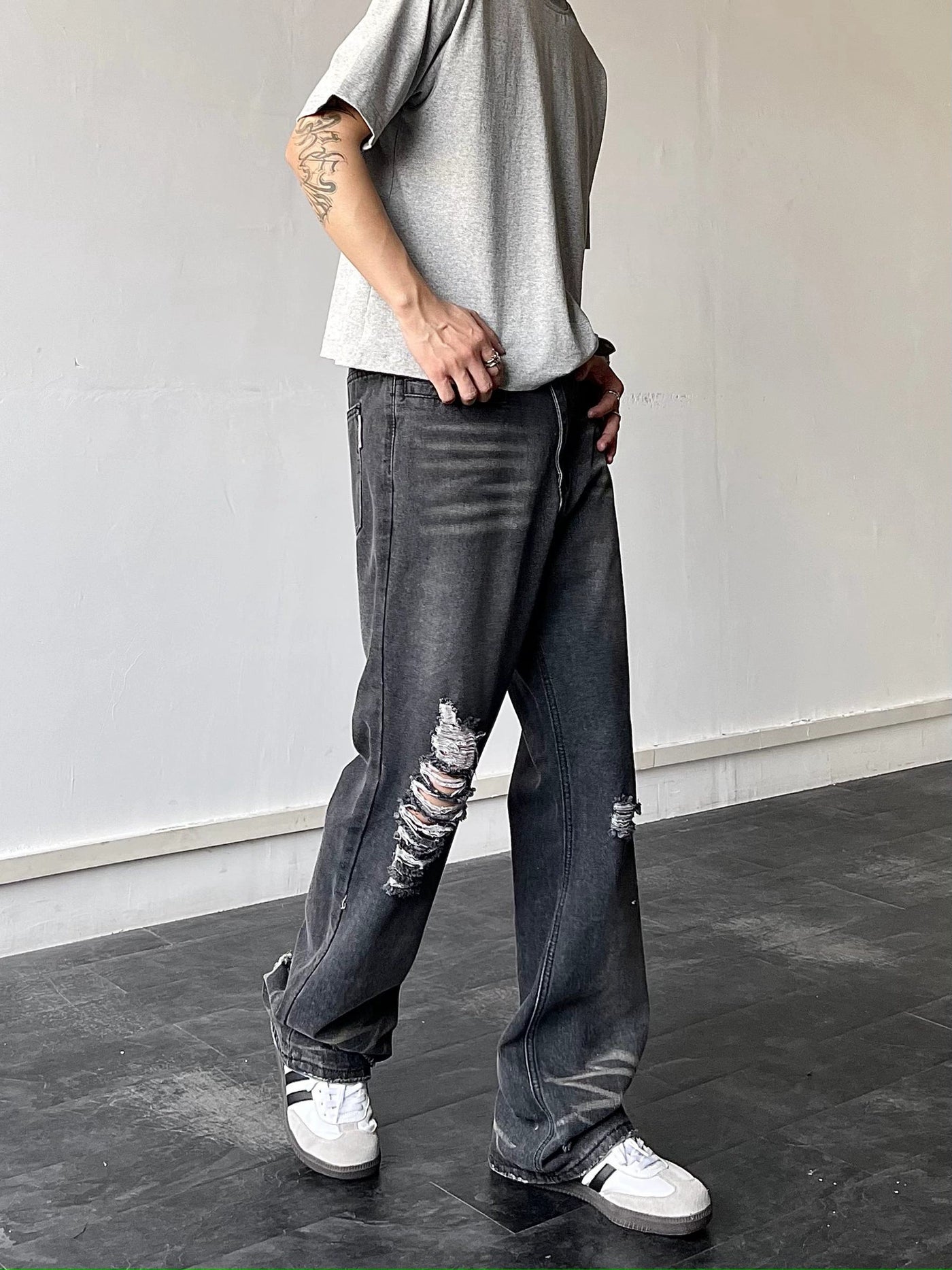 Cat Whisker Ripped Washed Jeans Korean Street Fashion Jeans By Blacklists Shop Online at OH Vault