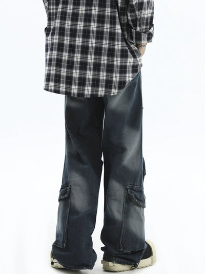 Fade Spots Multi-Pocket Jeans Korean Street Fashion Jeans By INS Korea Shop Online at OH Vault