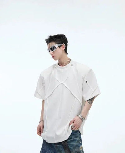 Intersecting Seams Solid Color T-Shirt Korean Street Fashion T-Shirt By Argue Culture Shop Online at OH Vault