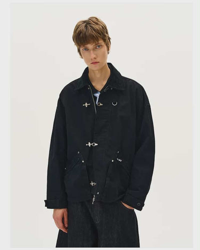 Contrast Collar Fireman Clasp Jacket Korean Street Fashion Jacket By Mad Witch Shop Online at OH Vault