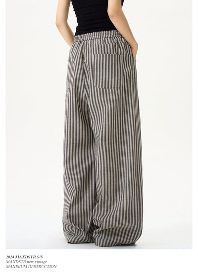 Drape Wide Vertical Striped Pants Korean Street Fashion Pants By MaxDstr Shop Online at OH Vault