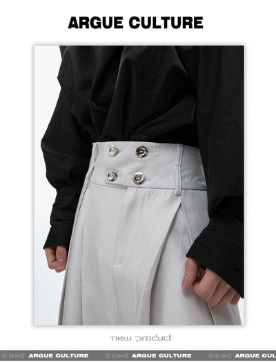 Metallic Pleats Wide Trousers Korean Street Fashion Trousers By Argue Culture Shop Online at OH Vault