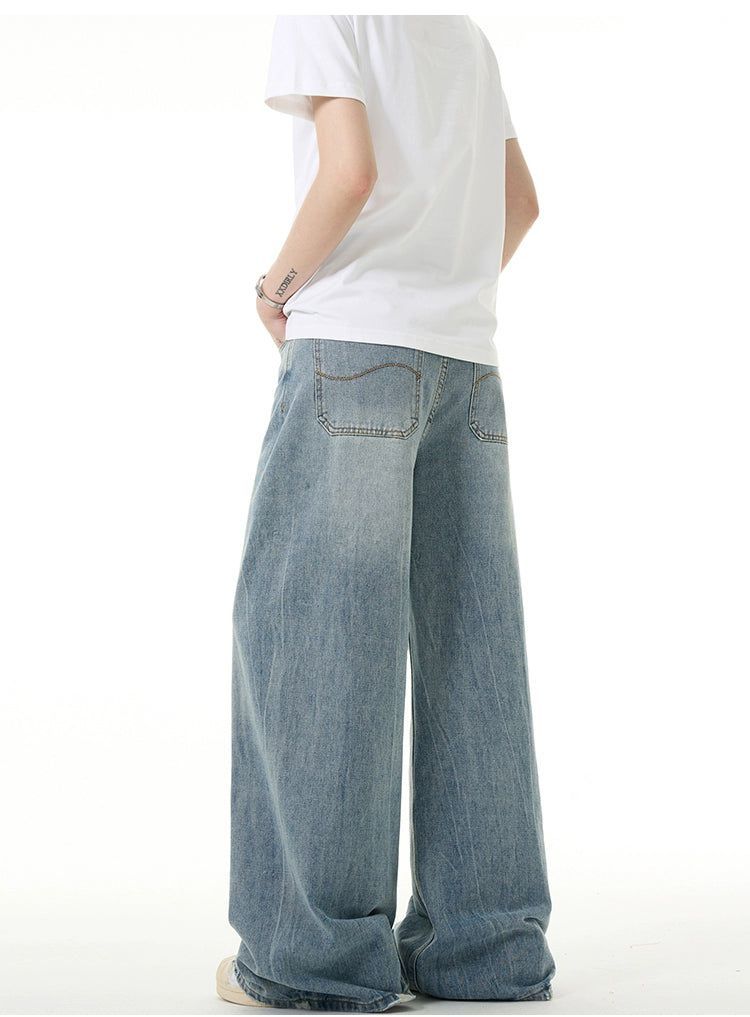 Lightning Washed Wide Jeans Korean Street Fashion Jeans By Mad Witch Shop Online at OH Vault
