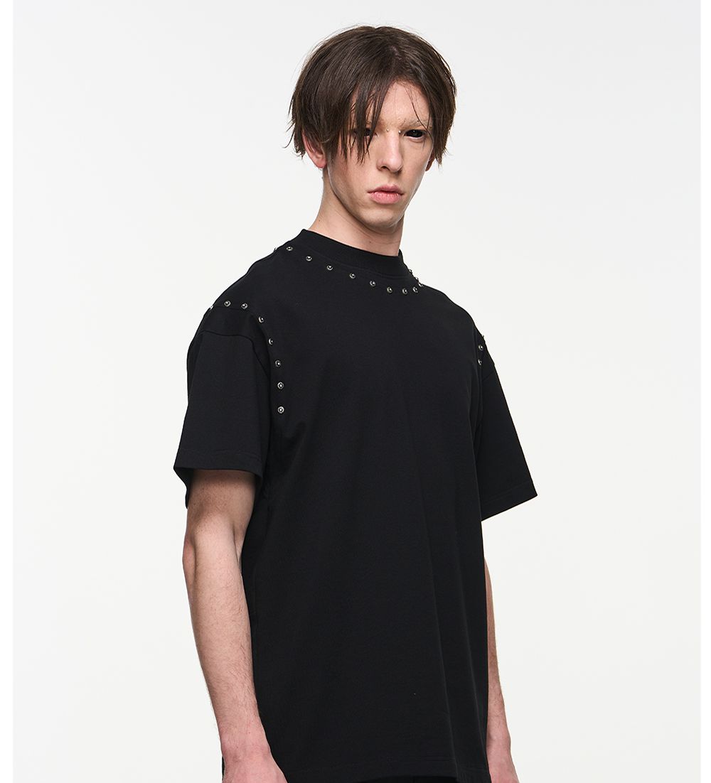 Encircling Metal Studs T-Shirt Korean Street Fashion T-Shirt By Blind No Plan Shop Online at OH Vault