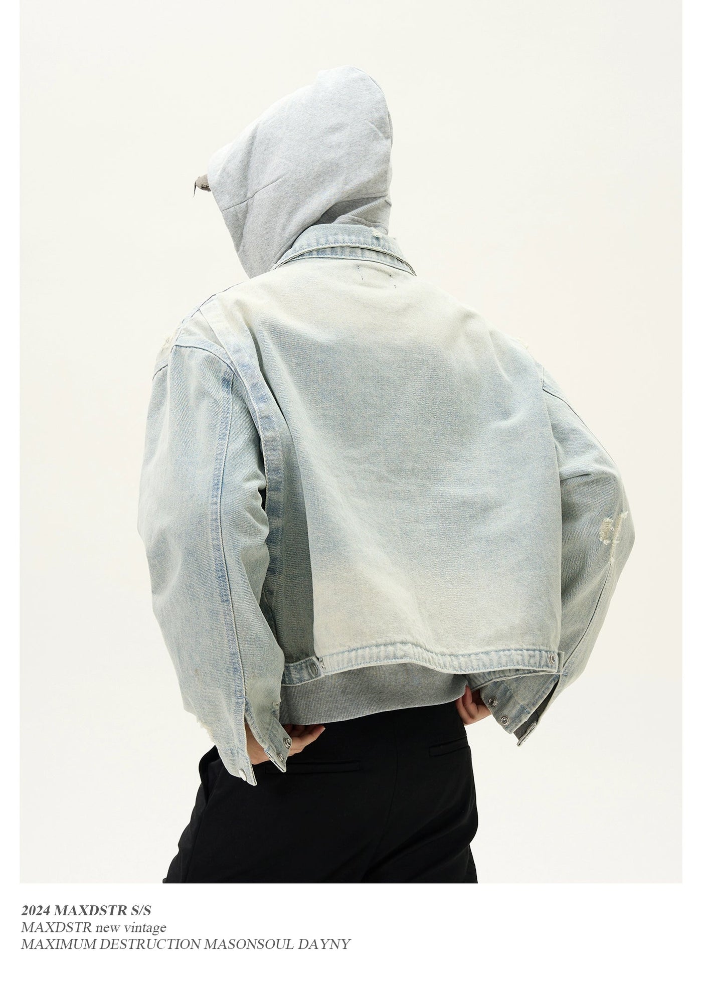 Light Wash Cat Scratched Denim Jacket Korean Street Fashion Jacket By MaxDstr Shop Online at OH Vault