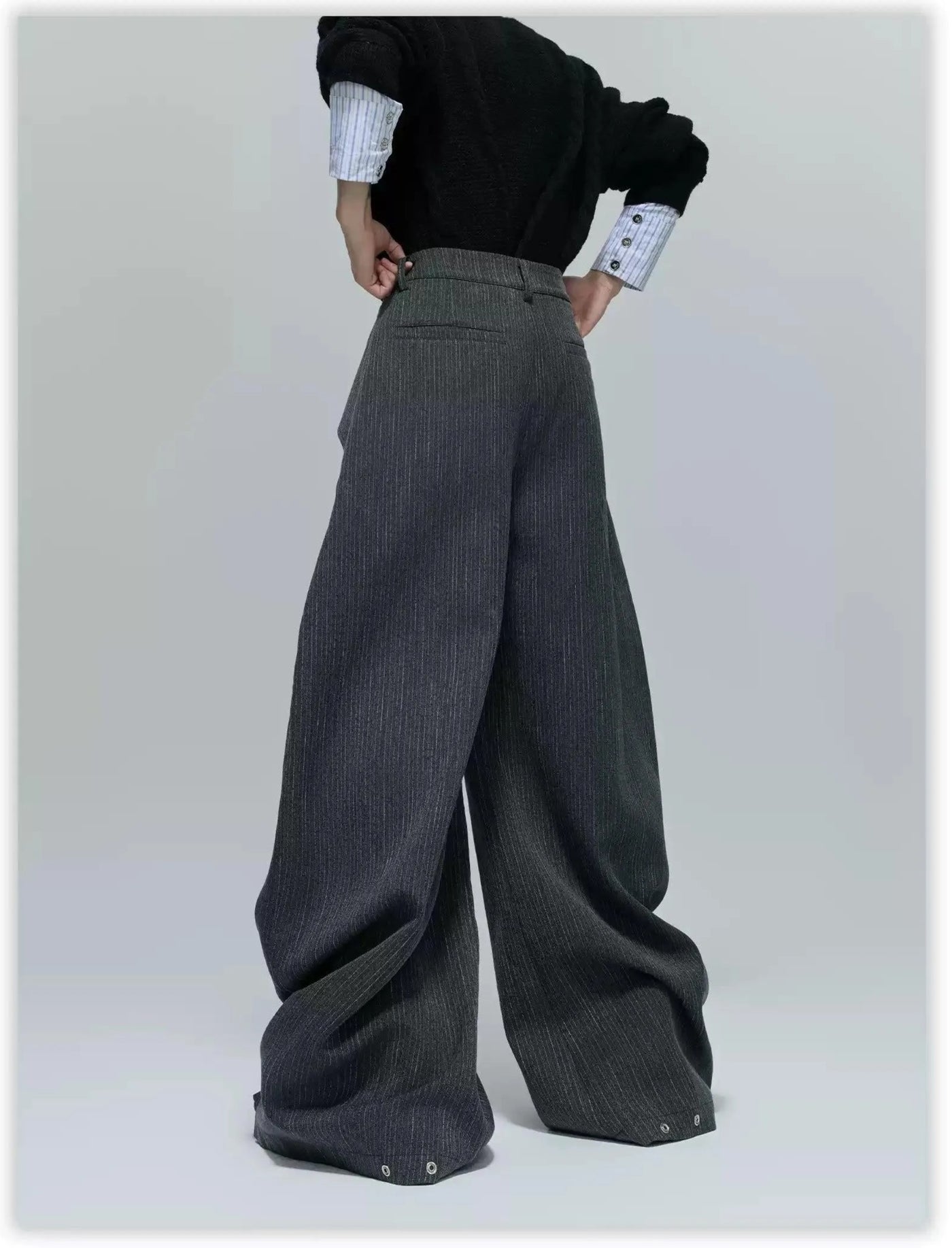 Structured Mid Strap Striped Pants Korean Street Fashion Pants By Argue Culture Shop Online at OH Vault