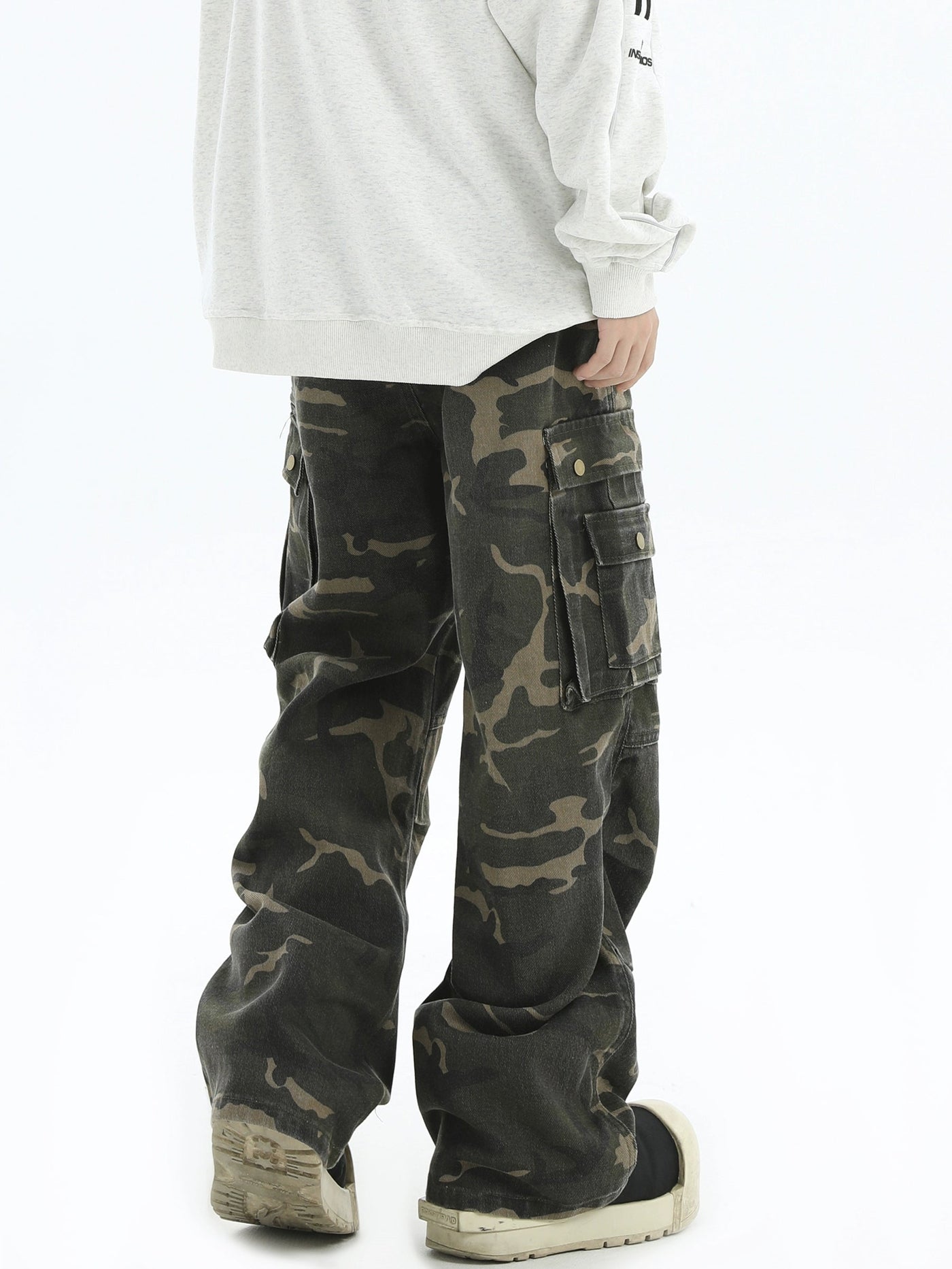 Utility Pleated Camo Cargo Pants Korean Street Fashion Pants By INS Korea Shop Online at OH Vault