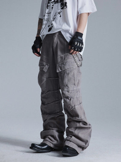 Pleated Straight Cargo Pants Korean Street Fashion Jeans By Dark Fog Shop Online at OH Vault
