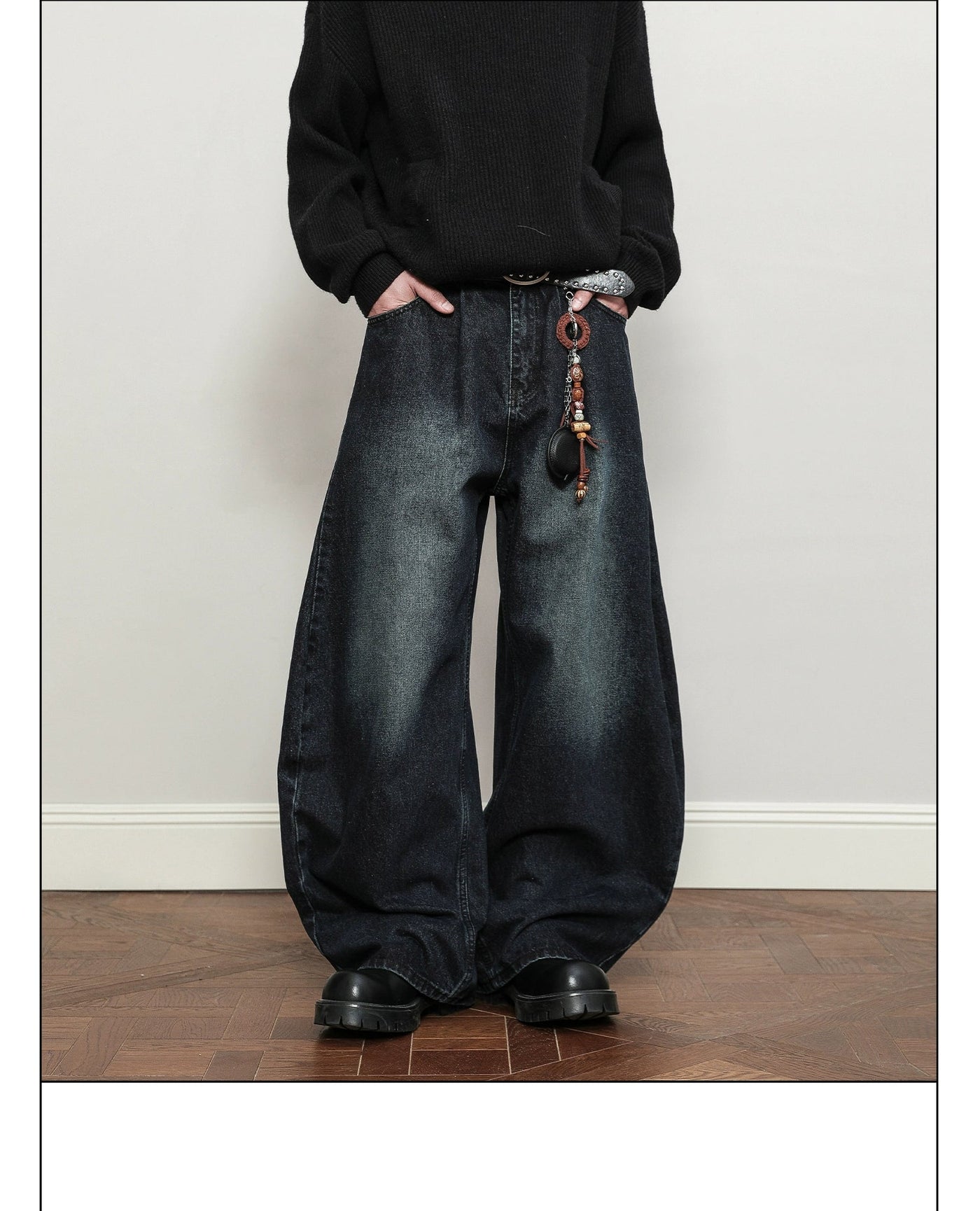 Faded Effect Baggy Fit Jeans Korean Street Fashion Jeans By A PUEE Shop Online at OH Vault