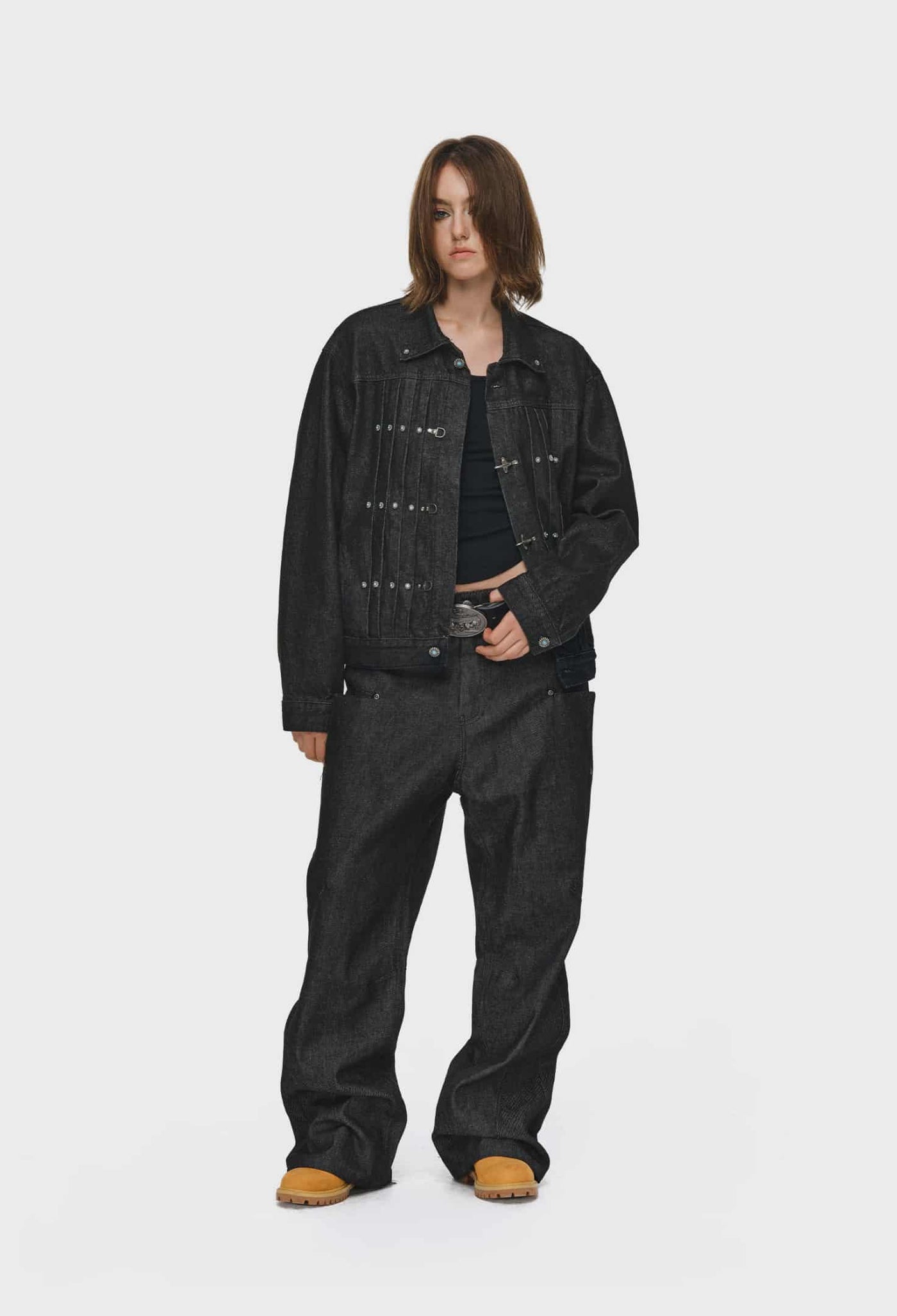 Retro Color Pleated Fireman Clasp Denim Jacket Korean Street Fashion Jacket By ANTIDOTE Shop Online at OH Vault