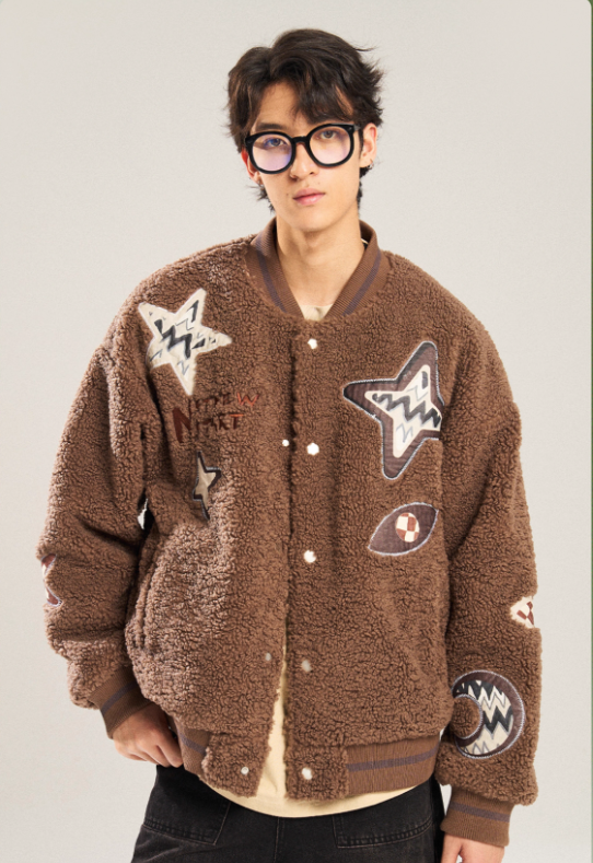 Scattered Shapes Sherpa Jacket Korean Street Fashion Jacket By New Start Shop Online at OH Vault