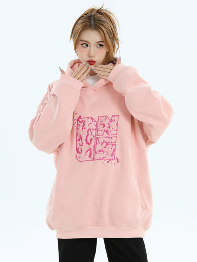 Plushy Embroidery Hoodie Korean Street Fashion Hoodie By INS Korea Shop Online at OH Vault