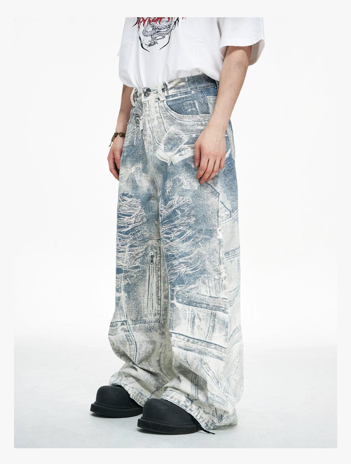 3D Print Detail Effect Pants Korean Street Fashion Pants By PeopleStyle Shop Online at OH Vault