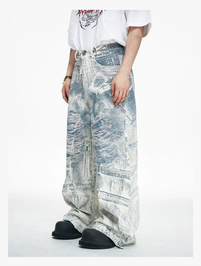 3D Print Detail Effect Pants Korean Street Fashion Pants By PeopleStyle Shop Online at OH Vault