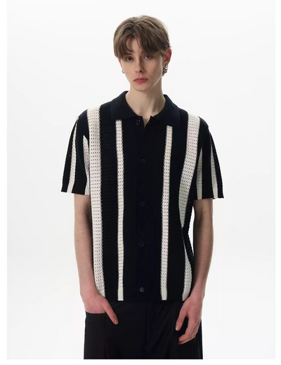 Cut-Out Striped Knit Shirt Korean Street Fashion Shirt By MaxDstr Shop Online at OH Vault