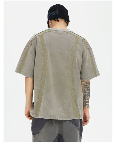 Spliced Rough Texture T-Shirt Korean Street Fashion T-Shirt By Face2Face Shop Online at OH Vault