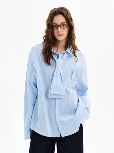 Neck Strap Vertical Striped Shirt Korean Street Fashion Shirt By MaxDstr Shop Online at OH Vault