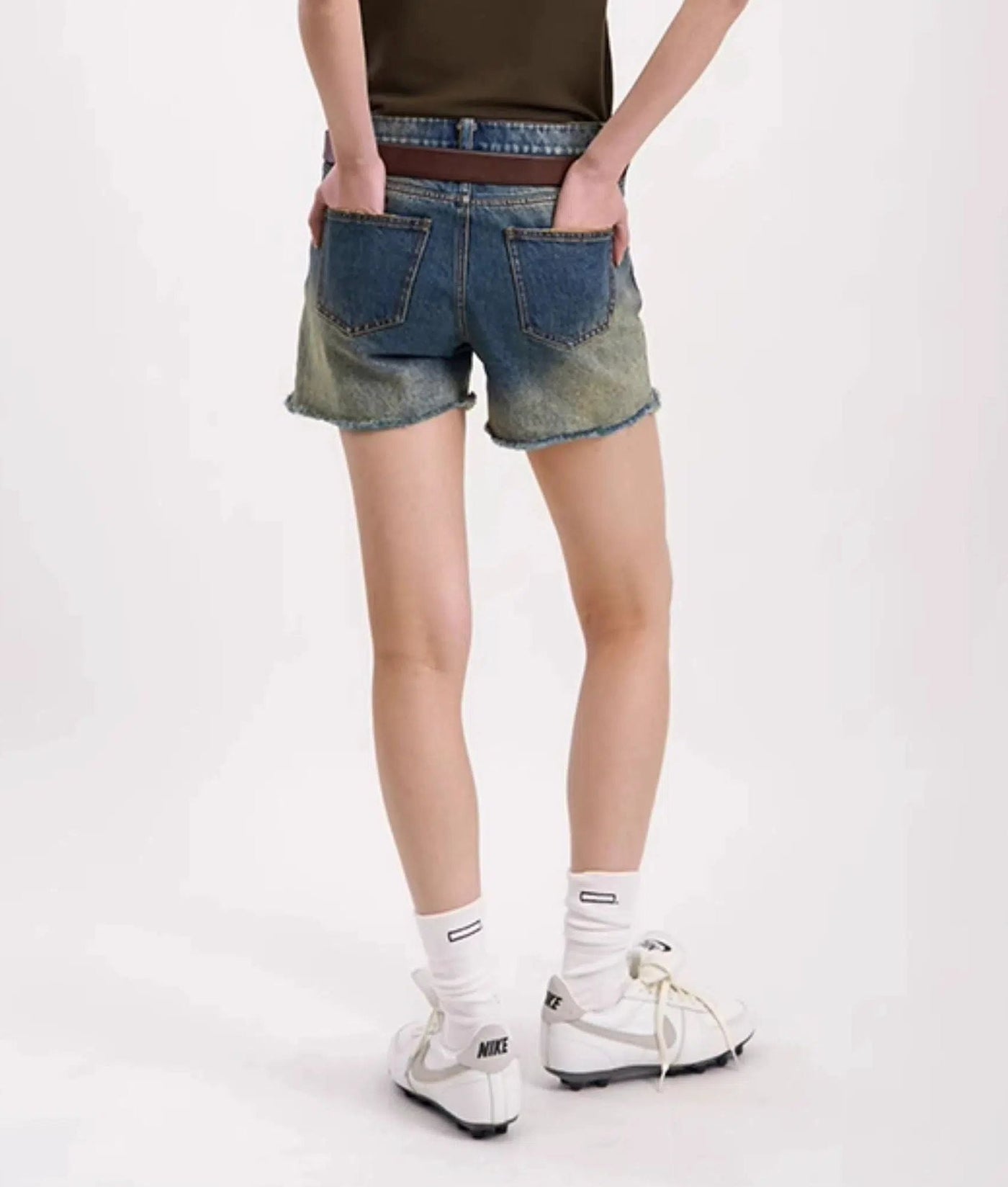 Washed Raw Edge Denim Shorts Korean Street Fashion Shorts By Opicloth Shop Online at OH Vault