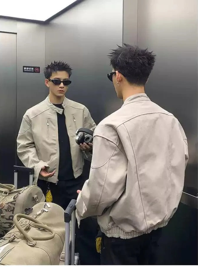 Structured Ruch Hem Boxy Jacket Korean Street Fashion Jacket By Poikilotherm Shop Online at OH Vault