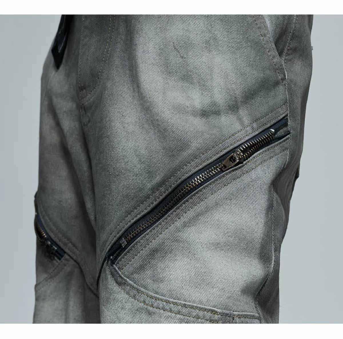 Multi-Zipped Contrast Faded Denim Jacket & Jeans Set Korean Street Fashion Clothing Set By Argue Culture Shop Online at OH Vault