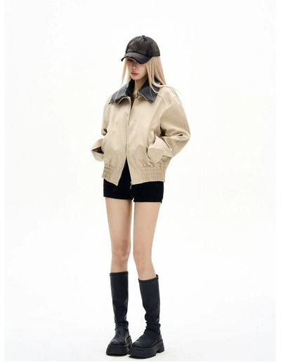 Layered Collar Ruched Hem Jacket Korean Street Fashion Jacket By MaxDstr Shop Online at OH Vault
