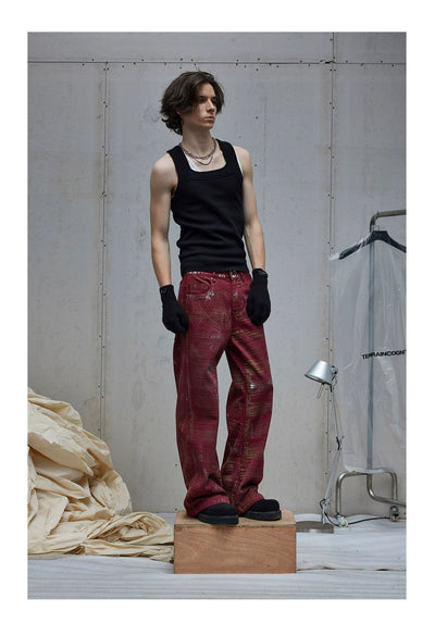 Paint Brush Smudges Buttoned Pants Korean Street Fashion Pants By Terra Incognita Shop Online at OH Vault