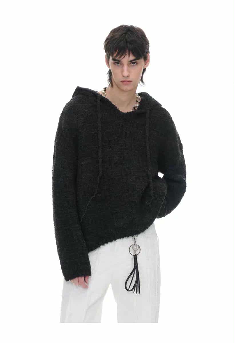 Drawstring Wool Blend Hooded Sweater Korean Street Fashion Sweater By Terra Incognita Shop Online at OH Vault