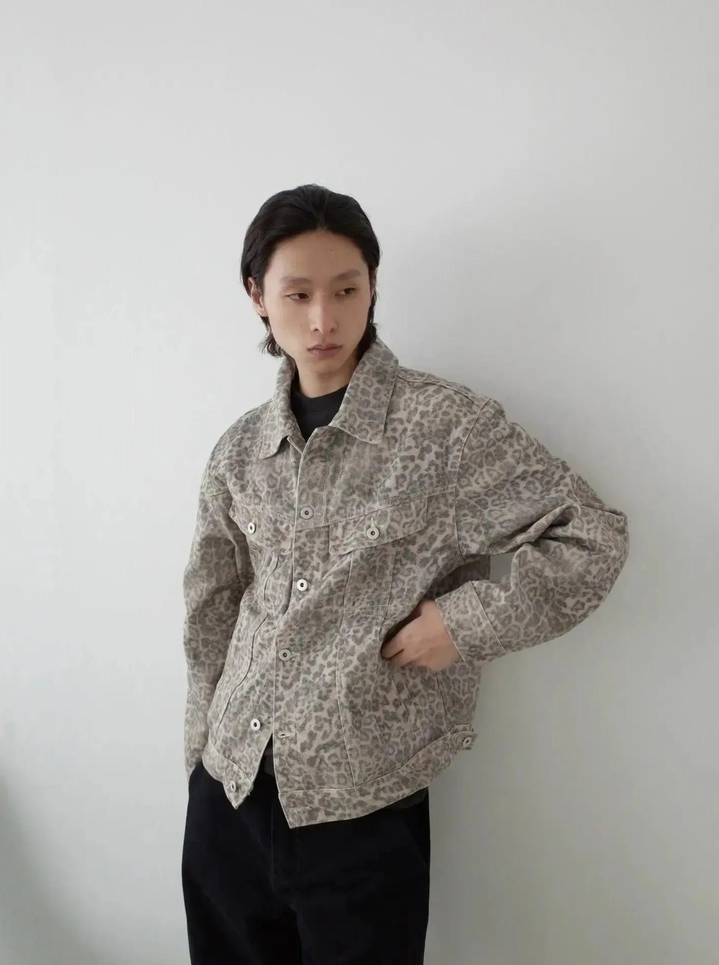 Washed Leopard Print Denim Jacket Korean Street Fashion Jacket By In Knots Shop Online at OH Vault