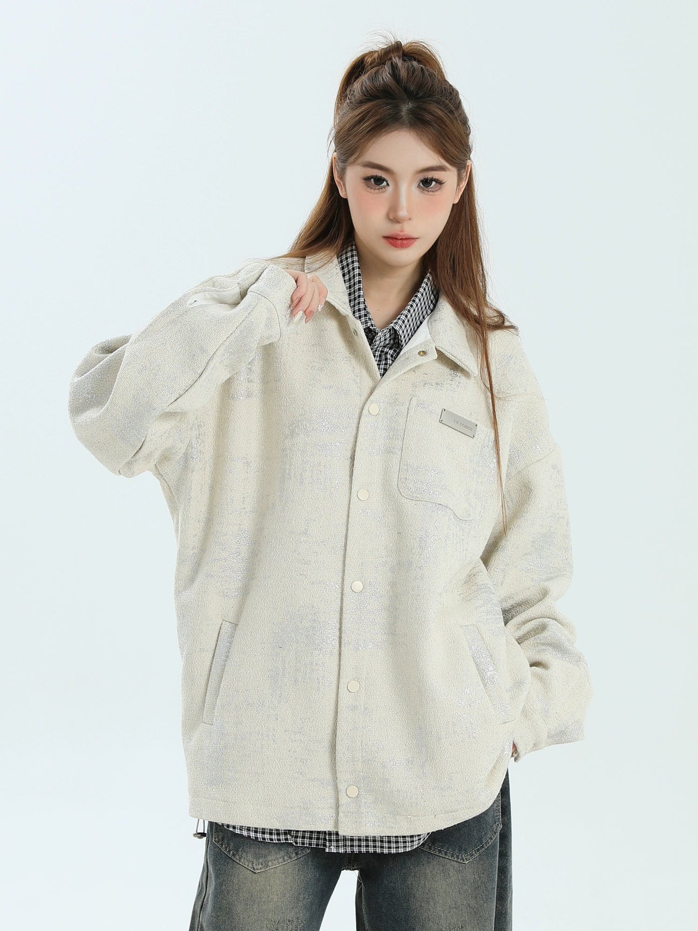 Side Pockes Textured Button Jacket Korean Street Fashion Jacket By INS Korea Shop Online at OH Vault