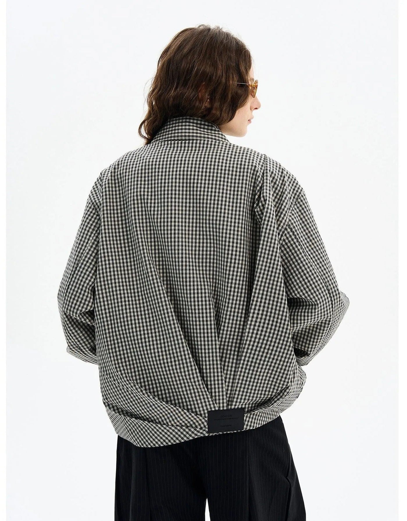 Pleated Checkered Zipped Jacket Korean Street Fashion Jacket By MaxDstr Shop Online at OH Vault
