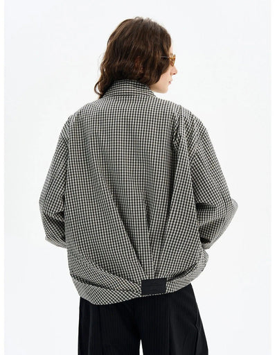 Pleated Checkered Zipped Jacket Korean Street Fashion Jacket By MaxDstr Shop Online at OH Vault
