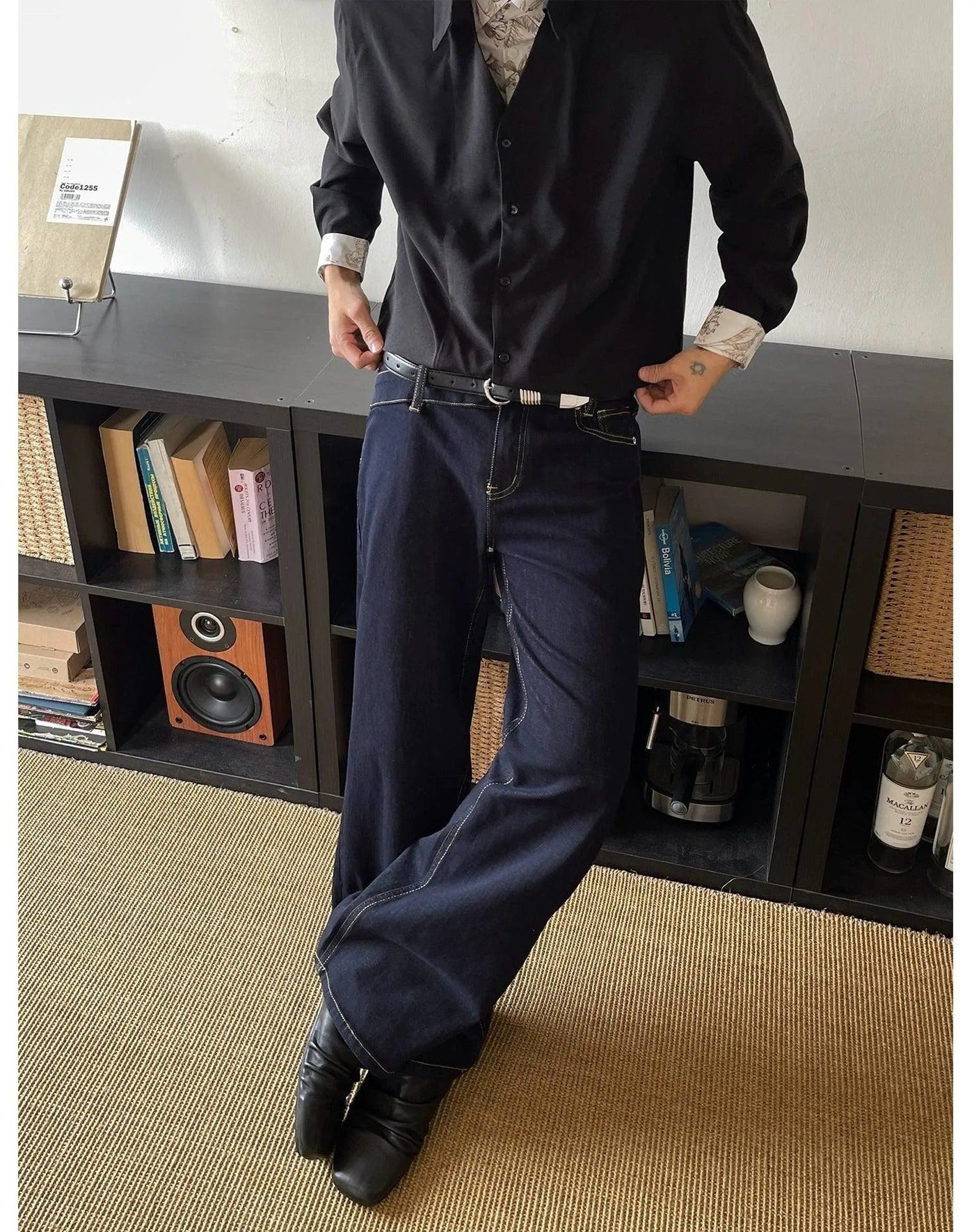 Top-Stitching Bootcut Jeans Korean Street Fashion Jeans By MaxDstr Shop Online at OH Vault