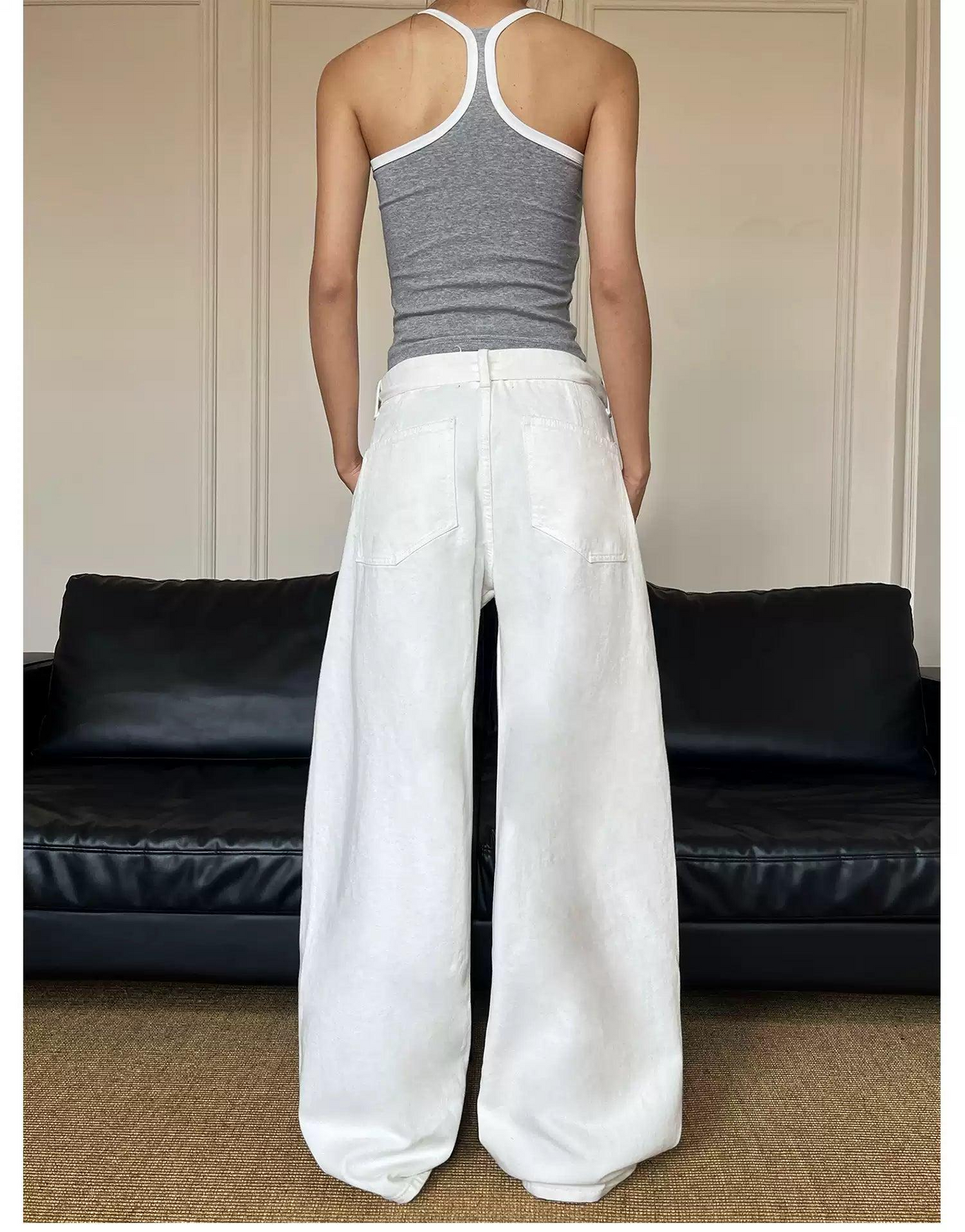 Detachable Belt Strap Wide Jeans Korean Street Fashion Jeans By MaxDstr Shop Online at OH Vault