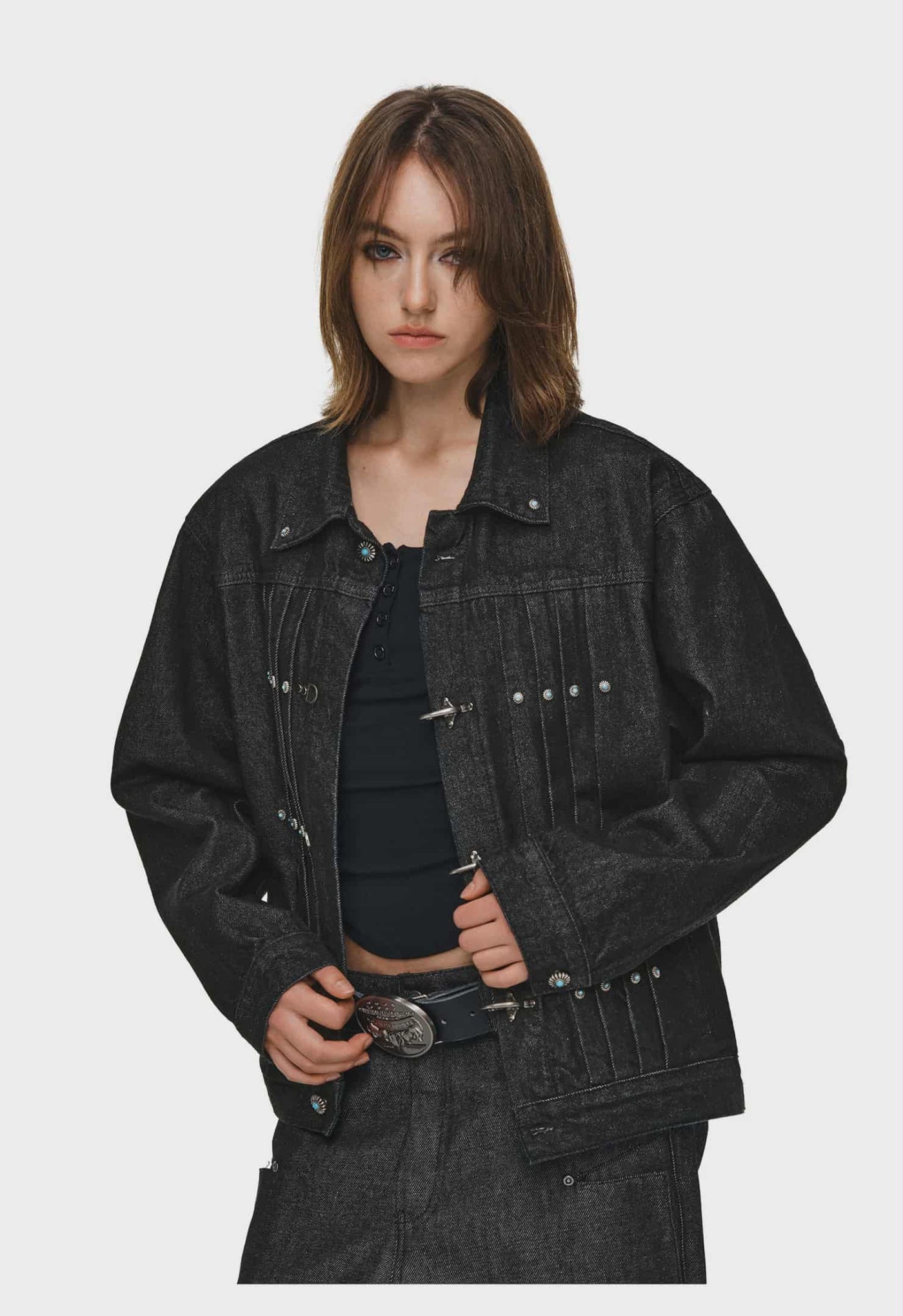 Retro Color Pleated Fireman Clasp Denim Jacket Korean Street Fashion Jacket By ANTIDOTE Shop Online at OH Vault